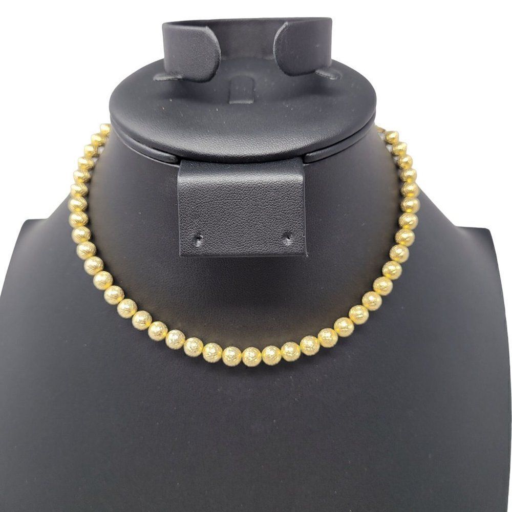 Vintage 30's Art Deco Gold Carved Beaded Choker Collar Necklace Gift Collectible